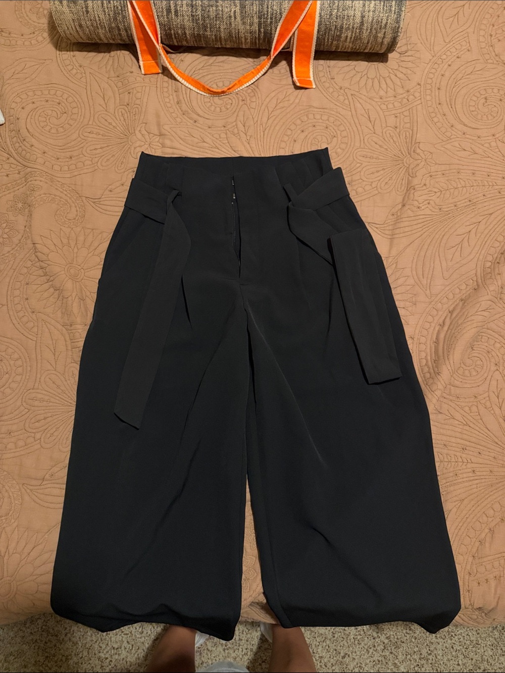 Target Black Wide-Leg High-Waist Pants with Waist Ties